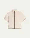 Brunello Cucinelli Corduroy Short-sleeve Cashmere Padded Thermal Jacket In White