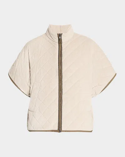 BRUNELLO CUCINELLI CORDUROY SHORT-SLEEVE CASHMERE PADDED THERMAL JACKET