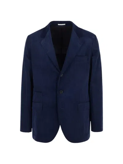 Brunello Cucinelli Corduroy Single-breasted Blazer In Blue