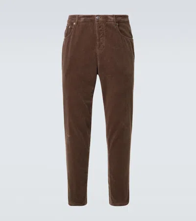 Brunello Cucinelli Corduroy Slim Pants In Brown