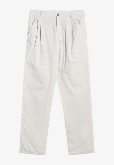 Brunello Cucinelli Corduroy Straight-leg Pants In White