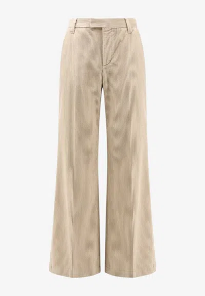 Brunello Cucinelli Corduroy Straight-leg Pants In Beige