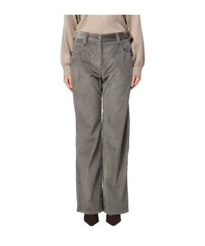 Brunello Cucinelli Corduroy Straight-leg Trousers In Gray