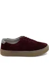 Brunello Cucinelli Corduroy-suede Sneakers In Burgundy