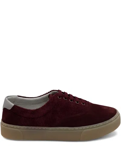 Brunello Cucinelli Corduroy-suede Sneakers In Burgundy