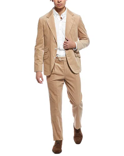 Brunello Cucinelli Pinstripe Single-breasted Tailored Suit Set In Neutral