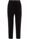 Brunello Cucinelli Corduroy Tapered Trousers In 黑色