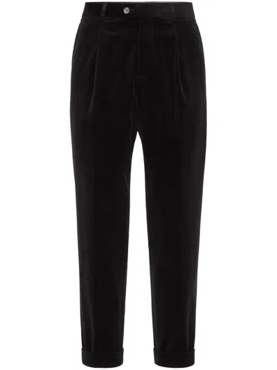 Brunello Cucinelli Corduroy Tapered Trousers In Black