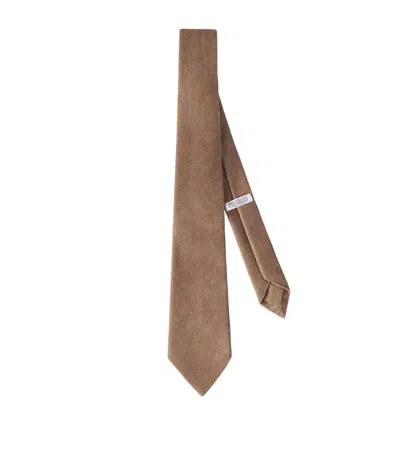 Brunello Cucinelli Corduroy Tie In Brown