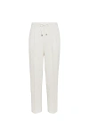 Brunello Cucinelli Men White Linen And Cotton Leisure Fit Trousers