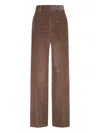 Brunello Cucinelli Women Corduroy Loose Pants With Monili In Brown
