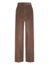 Brunello Cucinelli Cotton Corduroy Loose Trousers With Jewels Clothing In Brown