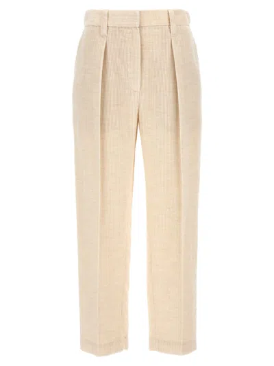 Brunello Cucinelli Corduroy Trousers In Ivory