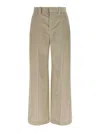 Brunello Cucinelli Beige Corduroy Trousers With Front Zip And Hook Button Closure In Neutral