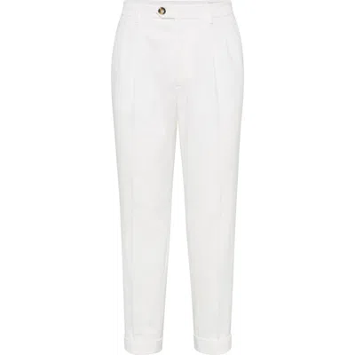 Brunello Cucinelli Narrow-wale Corduroy Slim Trousers In White