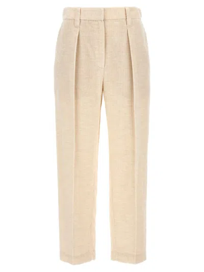 Brunello Cucinelli Corduroy Trousers In White