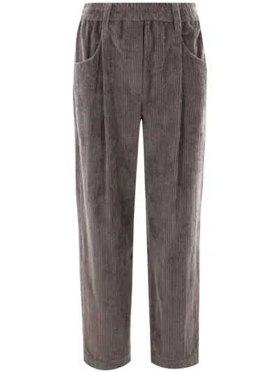Brunello Cucinelli Straight-leg Corduroy Trousers In Gray