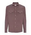 Brunello Cucinelli Corduroy Western Shirt In Light Red