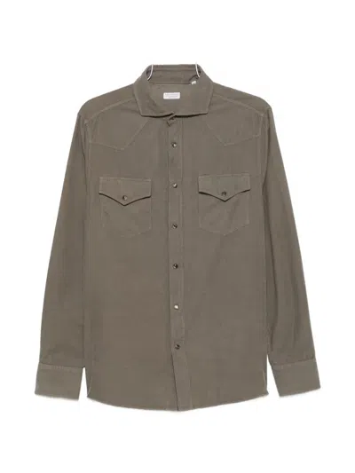 Brunello Cucinelli Corduroy Western-style Shirt In Green