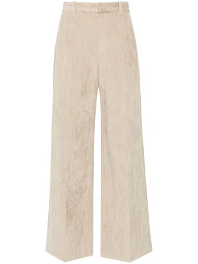 Brunello Cucinelli Corduroy Wide-leg Trousers In Nude