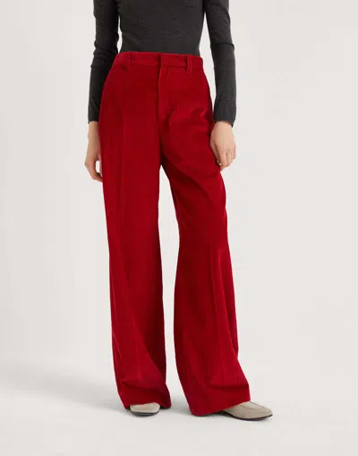 Brunello Cucinelli Corduroy Wide-leg Trousers In Red