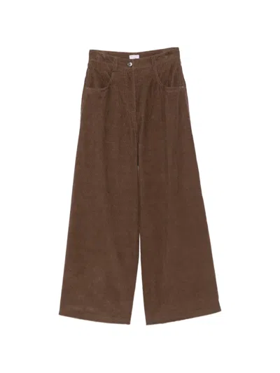 Brunello Cucinelli Tailored Wide Leg High Waisted Pants In Brown