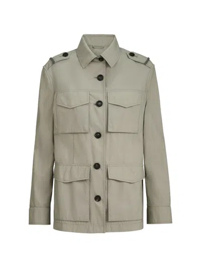 Brunello Cucinelli Corduroy-trimmed Cotton-blend Field Jacket In Green