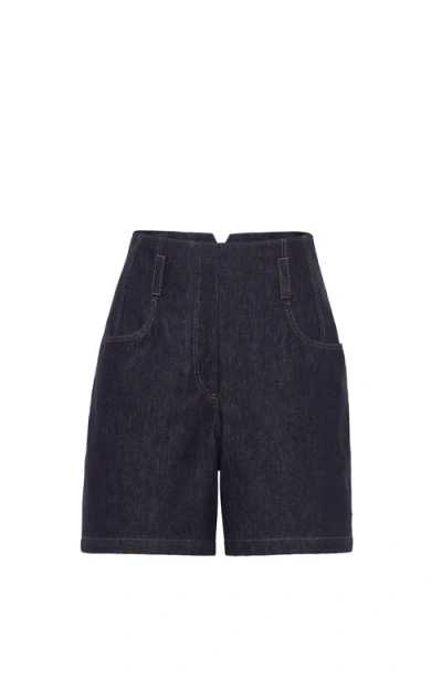 Brunello Cucinelli High-waisted Denim Shorts In Blue