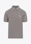 Brunello Cucinelli Cotton Polo With Ribbed Trims And Straight Hem In Brown