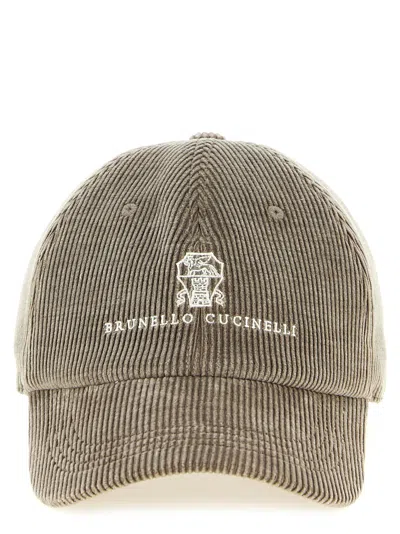 Brunello Cucinelli Cotton And Cashmere Corduroy Baseball Cap In Stone