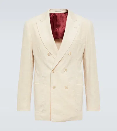 Brunello Cucinelli Cotton And Cashmere Corduroy Blazer In White