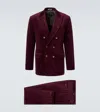 Brunello Cucinelli Velvet Double-breasted Suit Button Detailing In Red