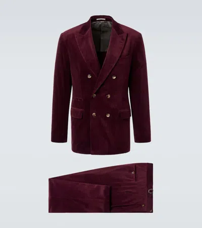 Brunello Cucinelli Cotton And Cashmere Corduroy Suit In Red