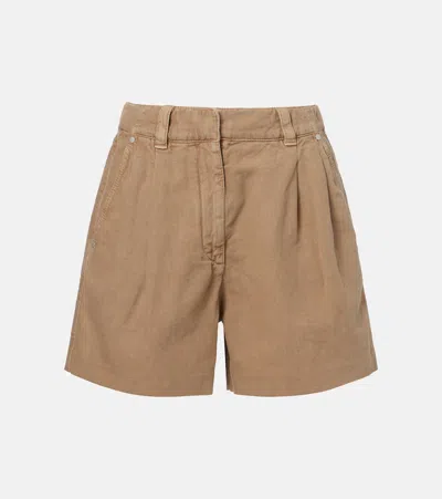 Brunello Cucinelli Cotton And Linen Bermuda Shorts In Neutral