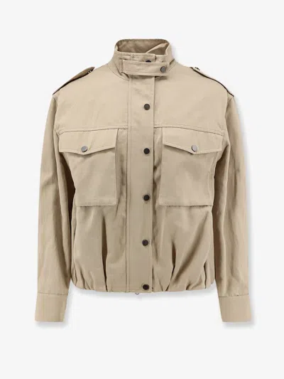 Brunello Cucinelli Cotton And Linen Blend Jacket In Beige