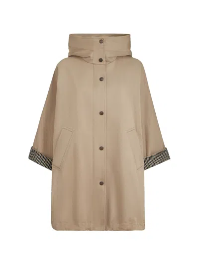 Brunello Cucinelli Cotton And Linen Blend Parka Coat In Brown