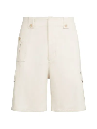 Brunello Cucinelli Cotton And Linen Canvas Bermuda Shorts With Cargo Pockets In White