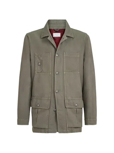 Brunello Cucinelli Cotton And Linen Canvas Outerwear Jacket In Green
