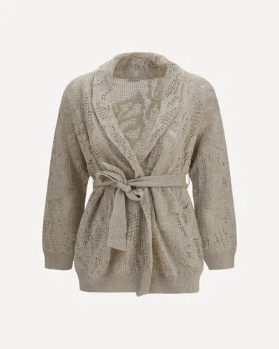 Brunello Cucinelli Cotton And Linen Cardigan In Green