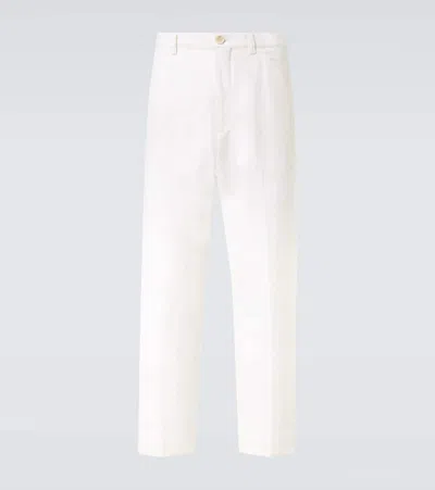 Brunello Cucinelli Cotton And Linen Chinos In Beige