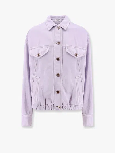 BRUNELLO CUCINELLI COTTON AND LINEN DENIM JACKET WITH ELASTIC BOTTOM