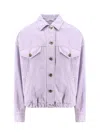 Brunello Cucinelli Cotton And Linen Denim Jacket With Elastic Bottom In Purple