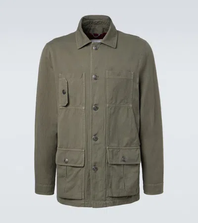 Brunello Cucinelli Cotton And Linen Field Jacket In Green