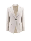 BRUNELLO CUCINELLI COTTON AND LINEN FLARED BLAZER