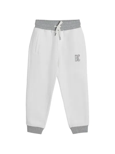 Brunello Cucinelli Kids' Cotton And Linen Mélange French Terry Trousers With Print In Gray