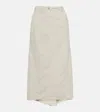 Brunello Cucinelli Cotton And Linen Midi Skirt In White