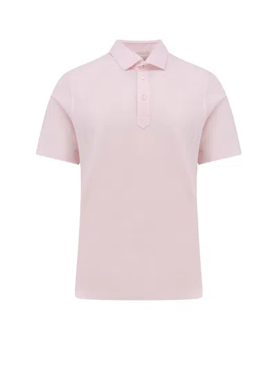 Brunello Cucinelli Cotton And Linen Polo Shirt With Classic Collar In Pink