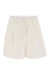 Brunello Cucinelli Women Cotton And Linen Shorts With Jewellery In White