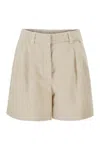 Brunello Cucinelli Women Cotton And Linen Shorts With Jewellery In Neutral