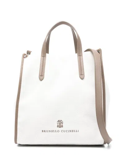 Brunello Cucinelli Cotton And Linen Tote Bag In White
